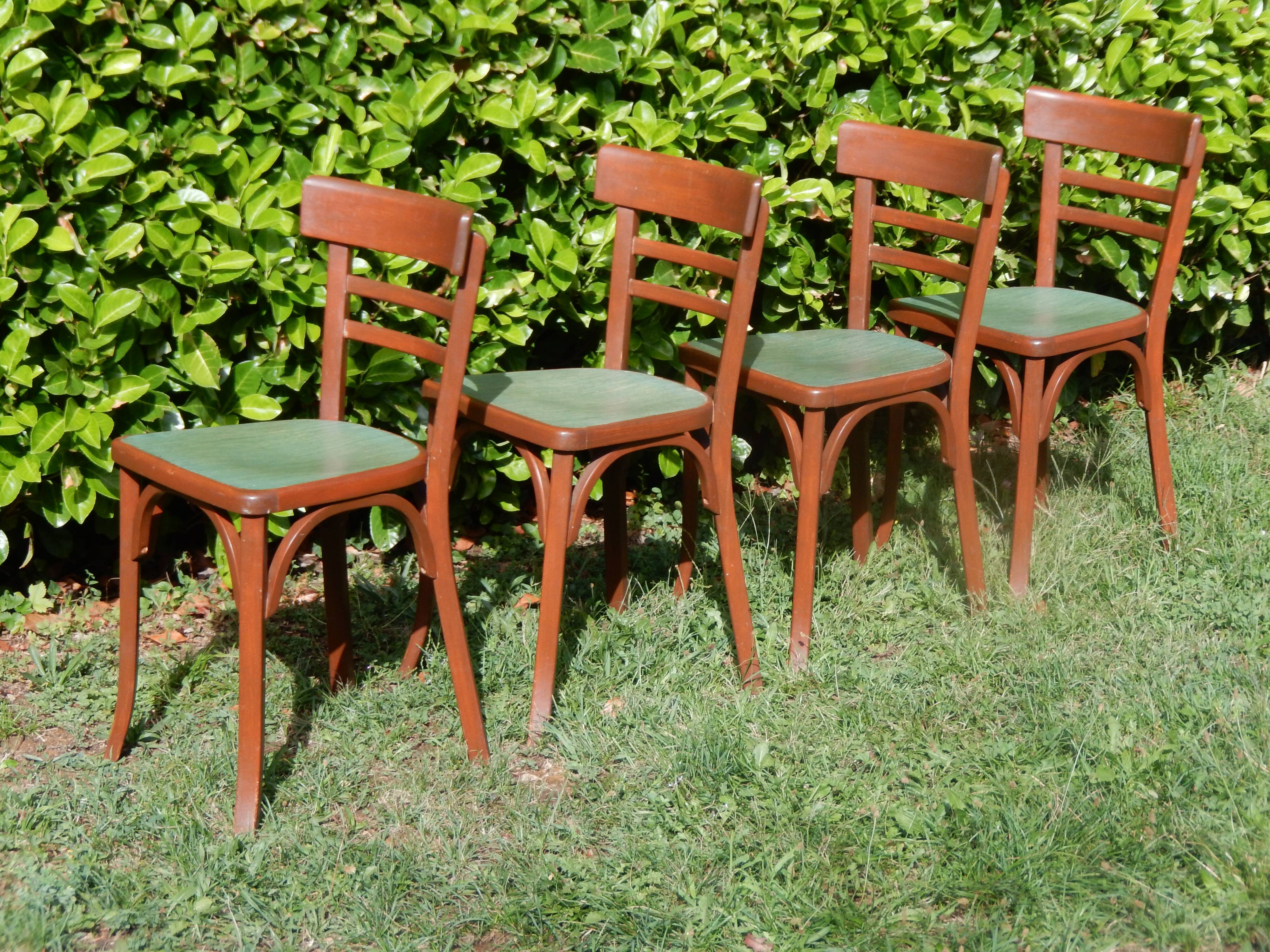 Set of 4 superb vintage Baumann bistro chairs.