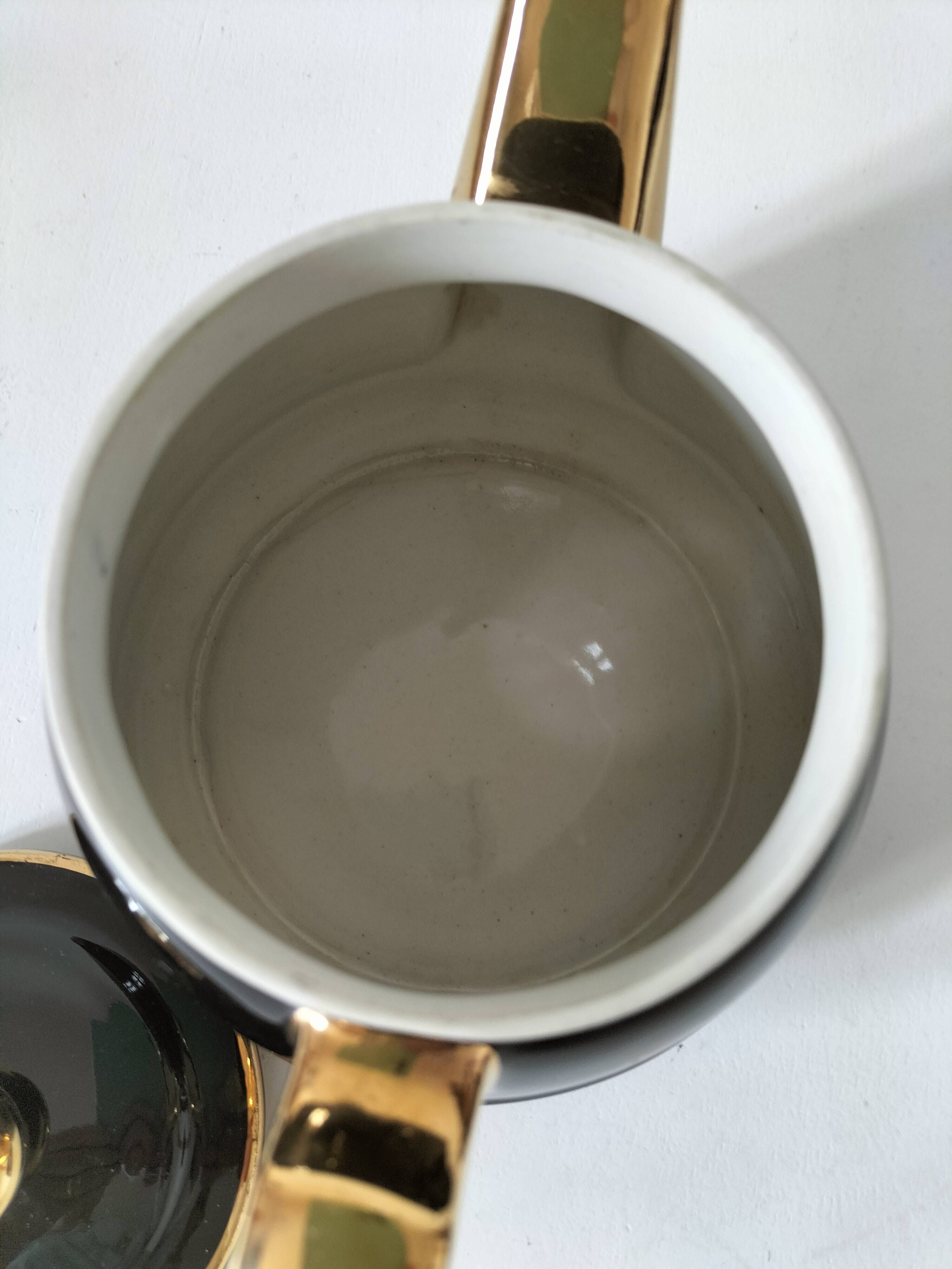 Vintage black and gold teapot RIO – Art Deco style