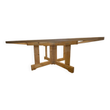 Handcrafted table in glass and larch wood