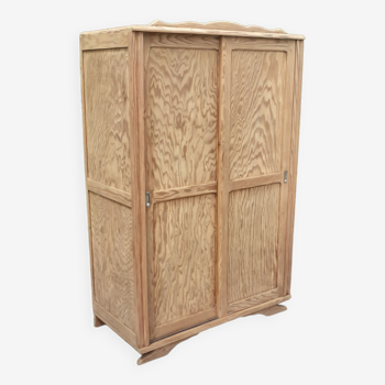 Armoire parisienne 2 portes coulissantes sapin bois brut