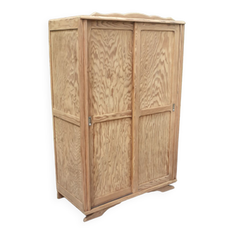 Armoire parisienne 2 portes coulissantes sapin bois brut