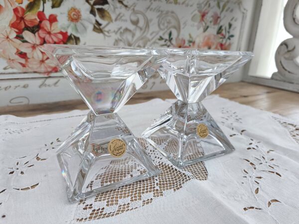 Lot de 2 bougeoirs Cristal d'Arques vintages