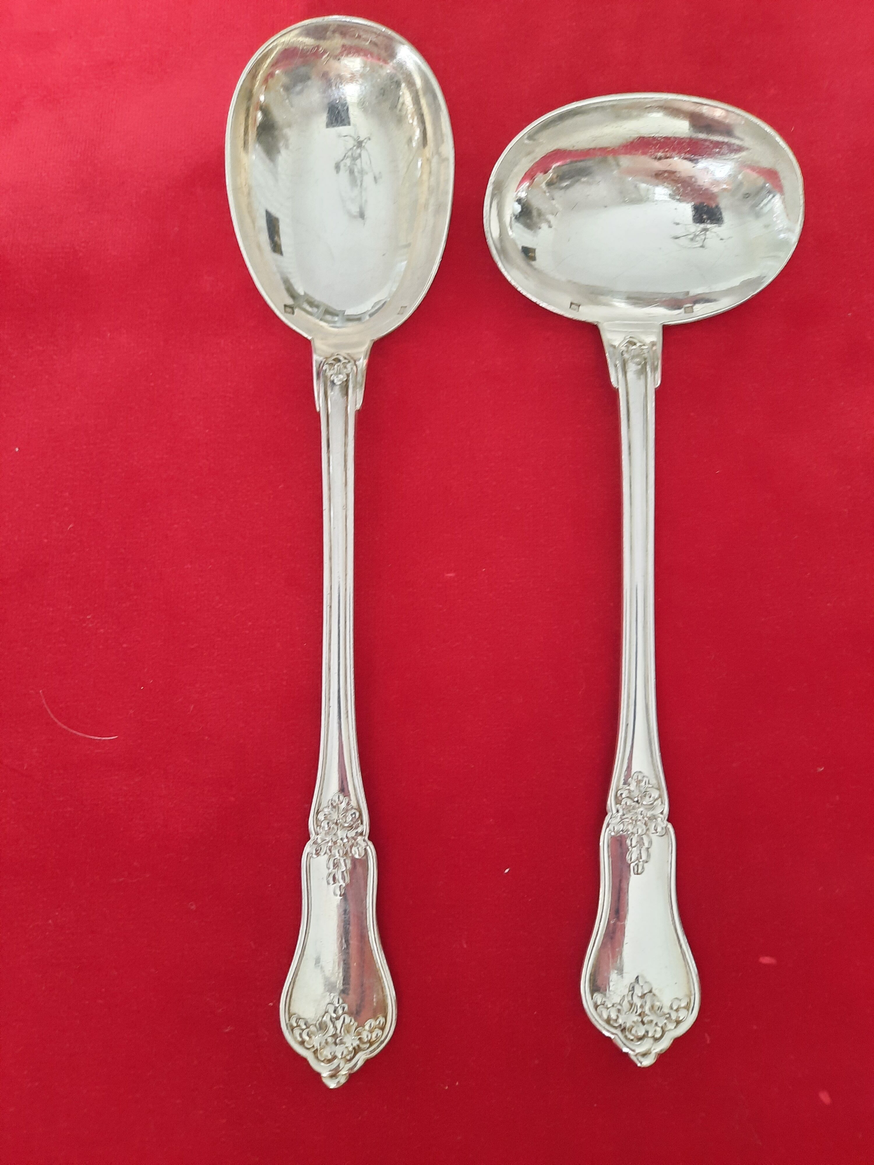 Antique silver-plated monogrammed cutlery set