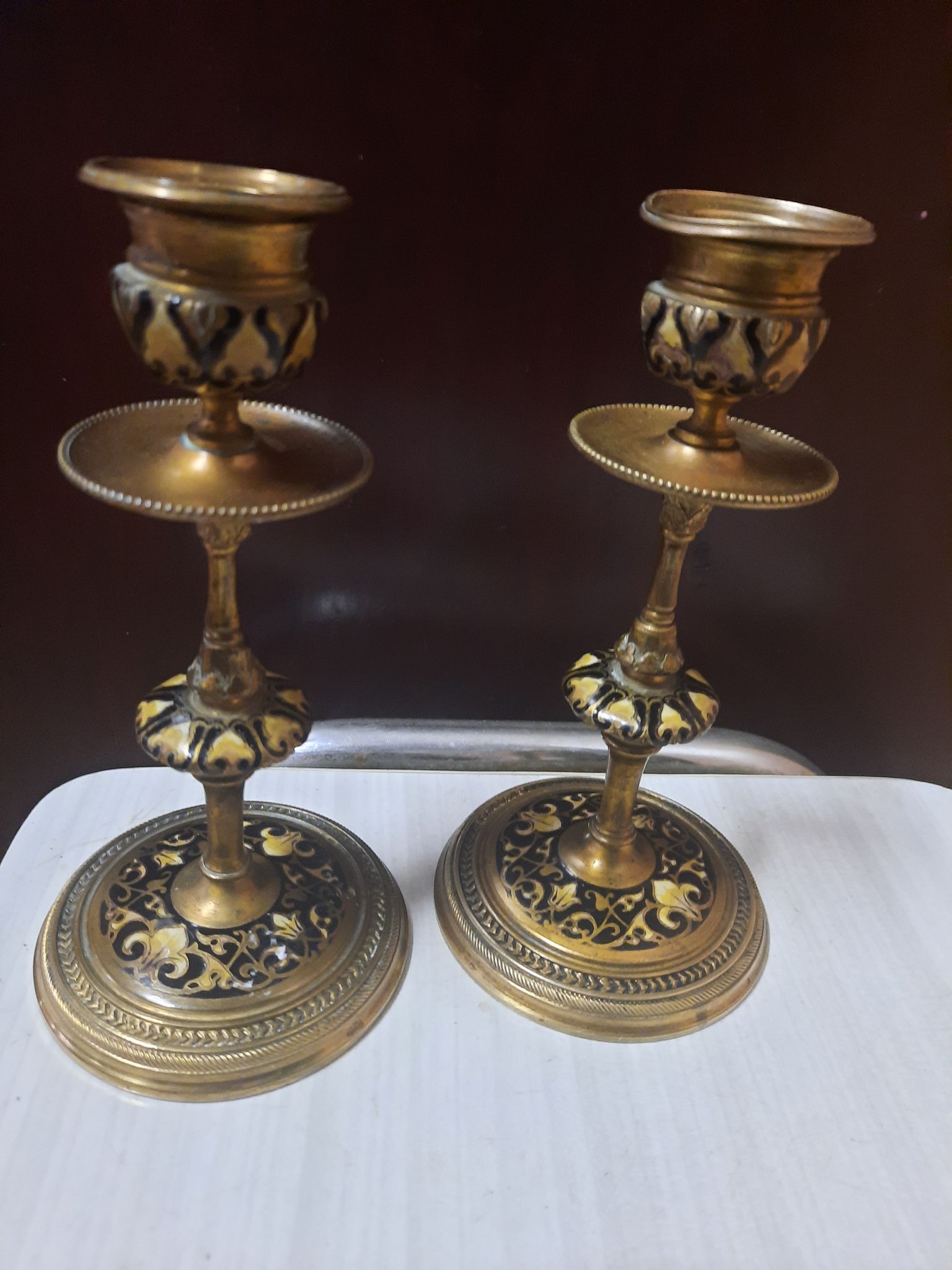 Pair of gilded bronze candlesticks Napoleon III