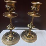 Pair of gilded bronze candlesticks Napoleon III