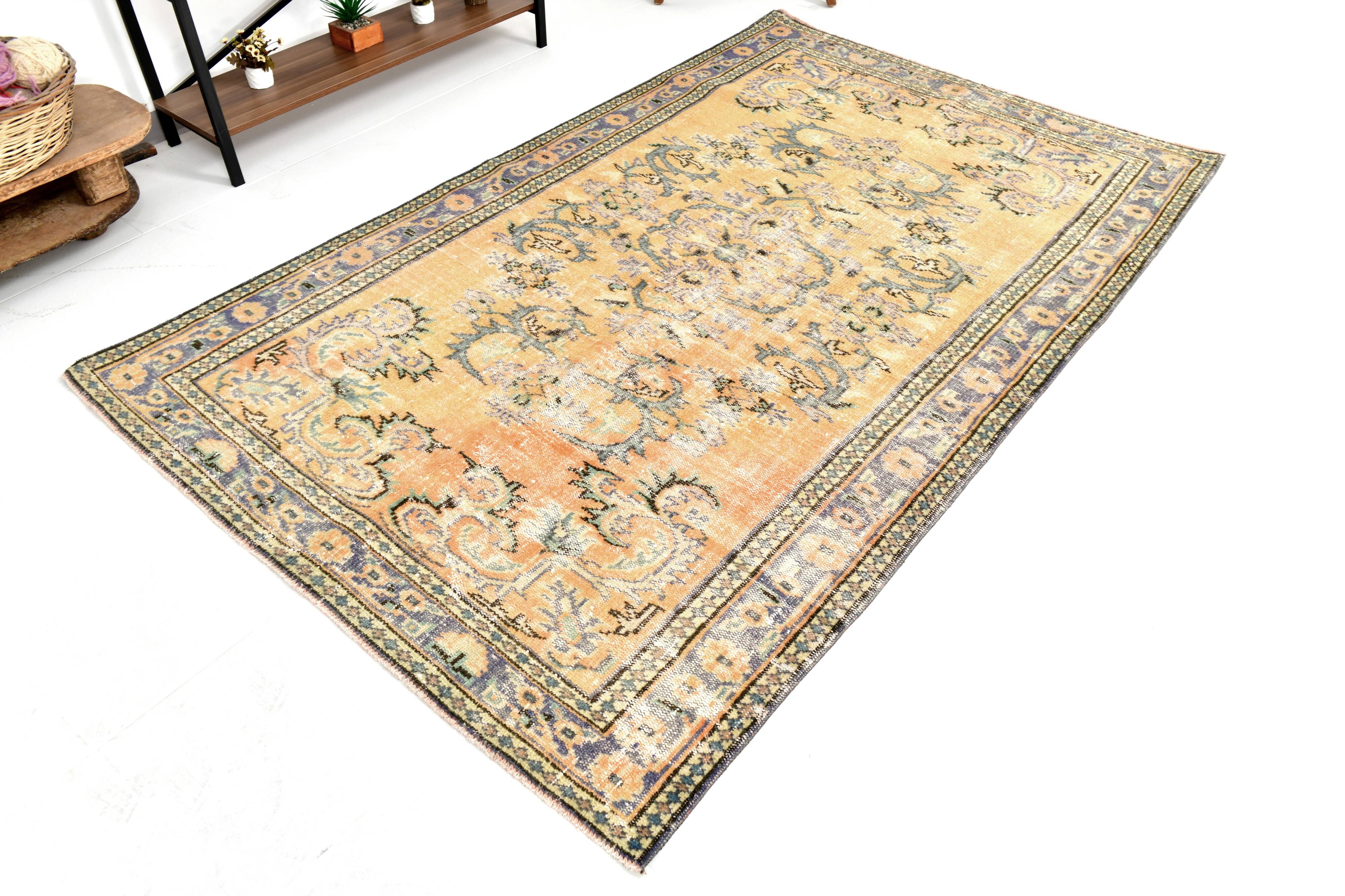 5x8 Rug For Living Room Turkish Vintage Area Rug, 160x255Cm