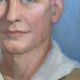 Vintage Oil On Canvas Men Portrait Signed, Small, 1950s