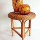 1960s Handmade Vintage French Riviera Wicker & Bamboo Side Table