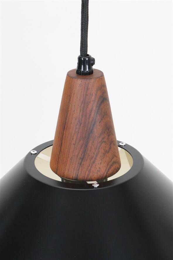 Set of 2 black mid-century pendant lamps by Elfi / 1960s / 1970s / Danish modern design
