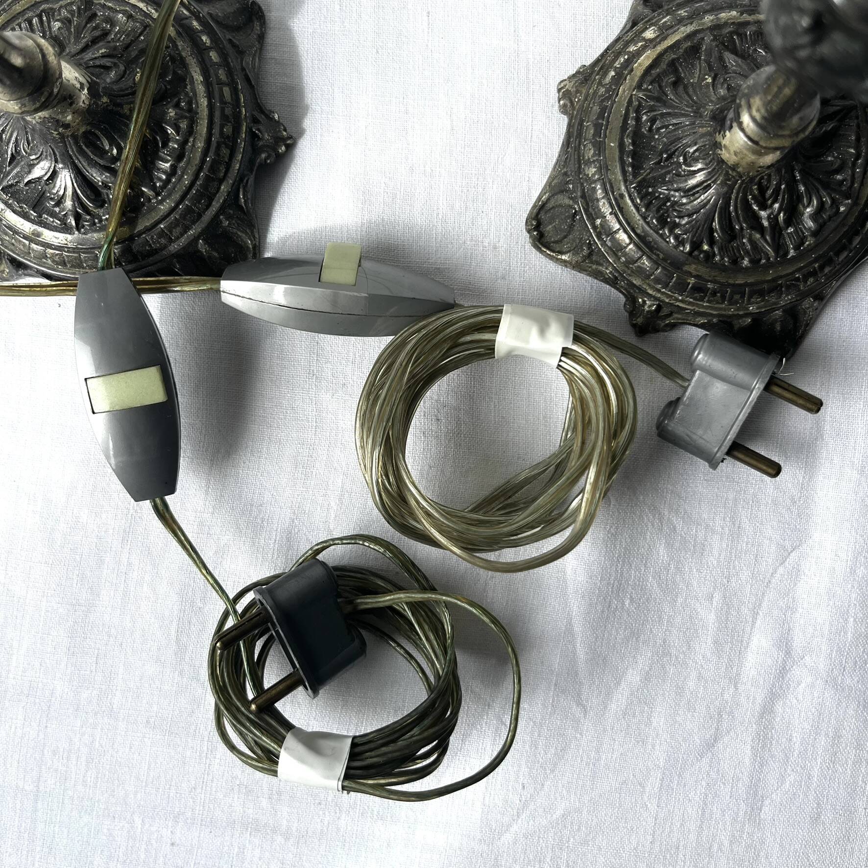 Pair of antique candlestick lamp bases