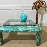 Coffee table in tessellated marble by Casa Bique 1970s Hollywood Regency (Karl Springer style)