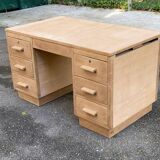 Bureau administratif extensible rénové en chêne du XIXème 130cm