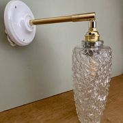 Vintage tulip wall light in diamond-point glass