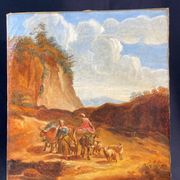 Oil painting on canvas from the 18th century featuring young peasant women.