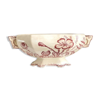 Soup tureen, earthenware salad bowl Clairefontaine, "Indiana" service.