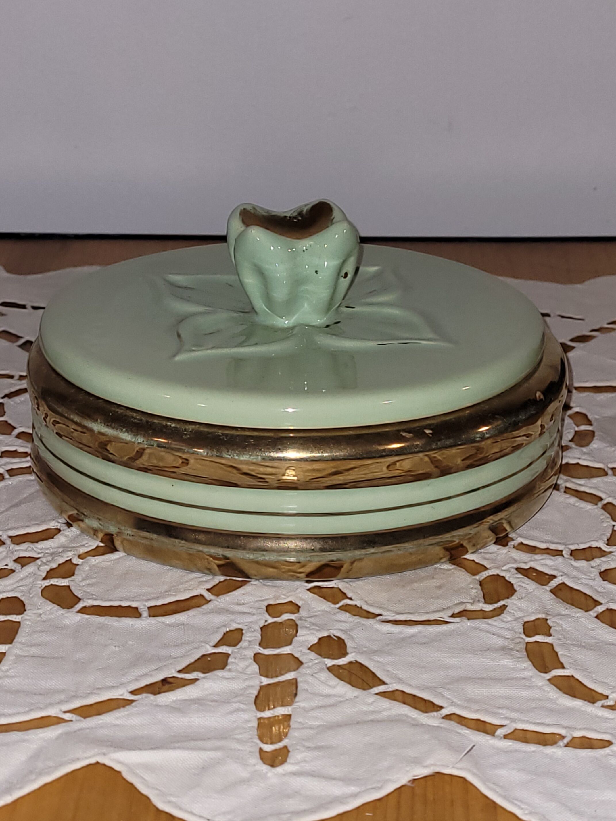 Green ceramic box vintage