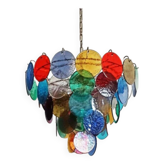 Vintage zn Murano glass chandelier with 10 lights, Italy 1980s