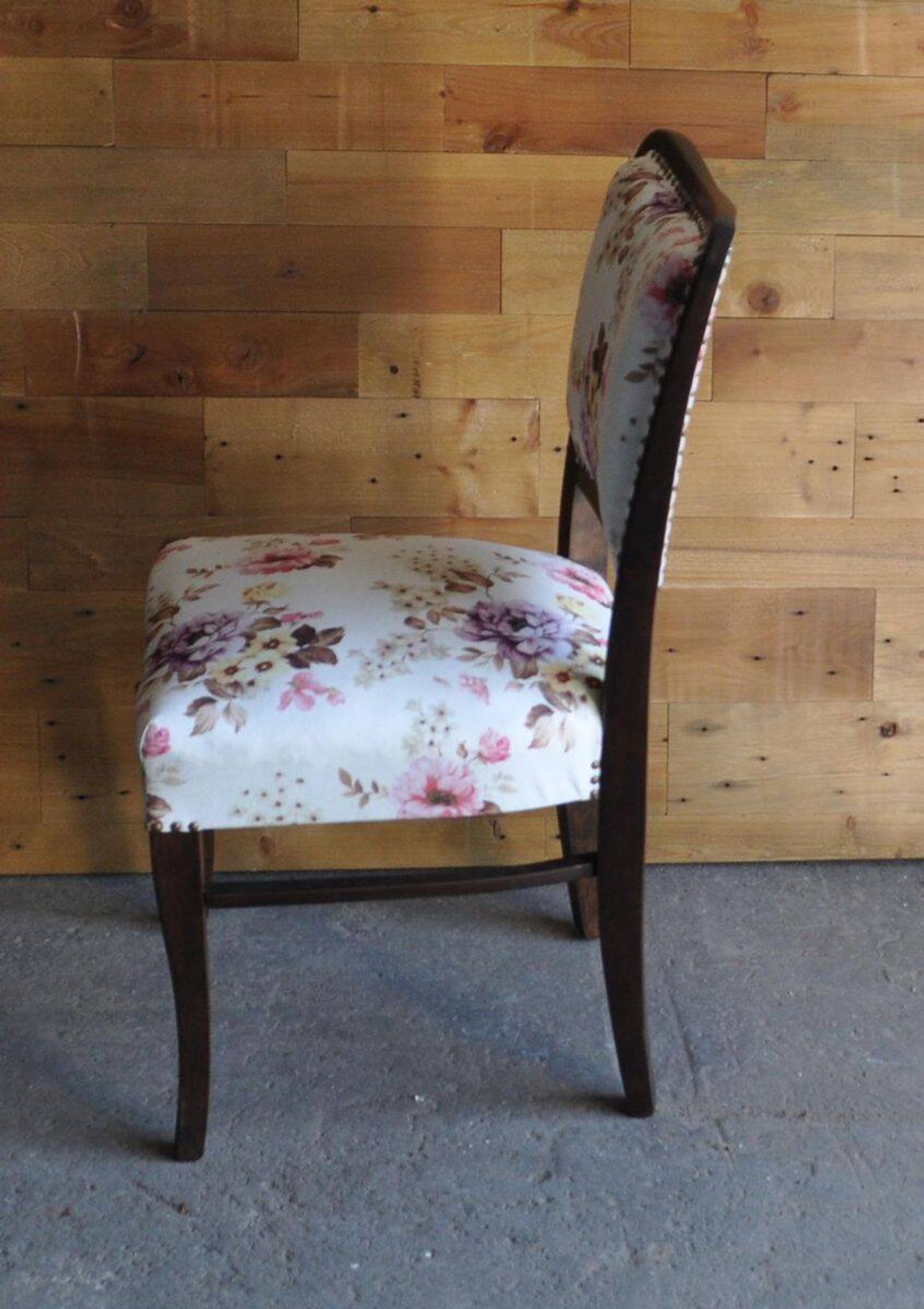 Set of 3 Art Deco chairs in multicoloured velvet with a dark wood frame — 1930s