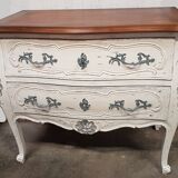 Beautiful curved chest of drawers in patinated Louis XV style