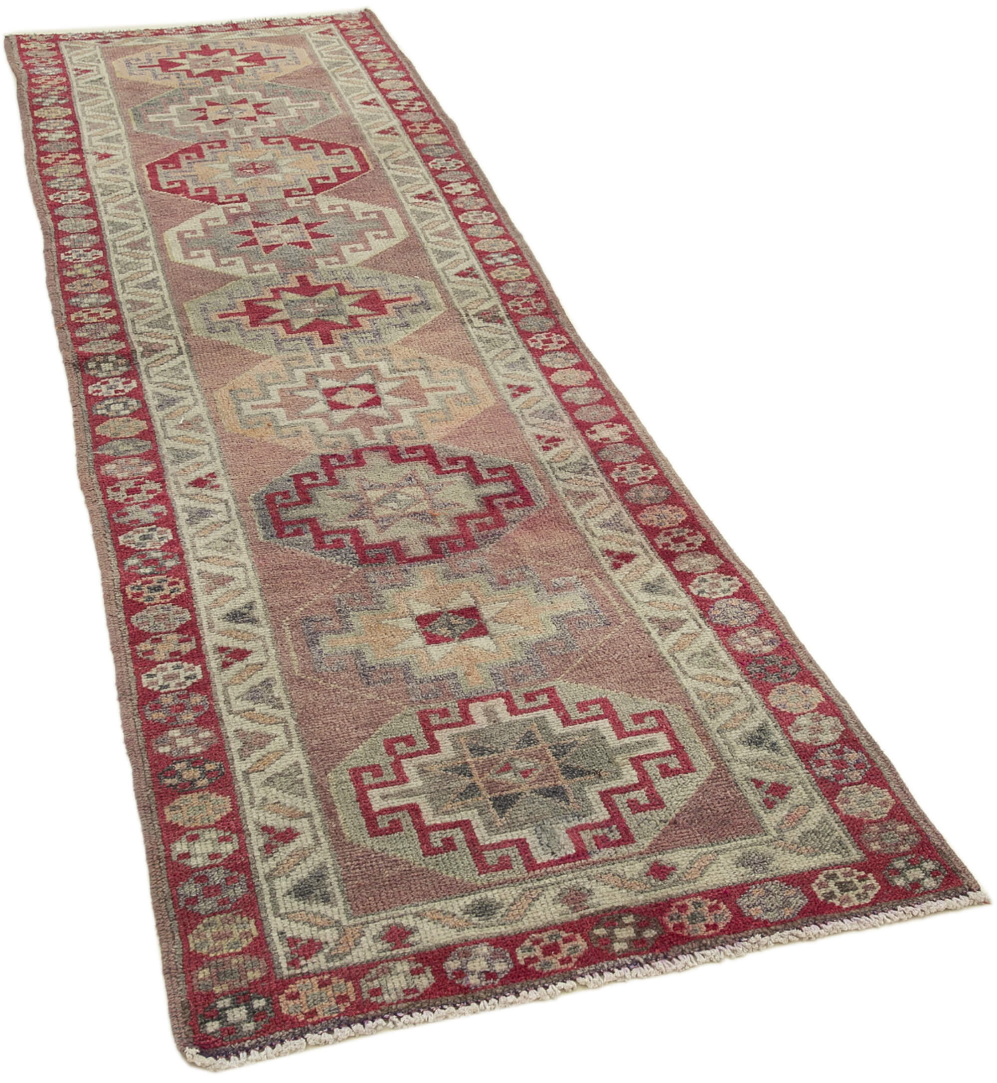 Handmade decorative oriental brown runner carpet 82 cm x 270 cm