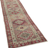 Handmade decorative oriental brown runner carpet 82 cm x 270 cm