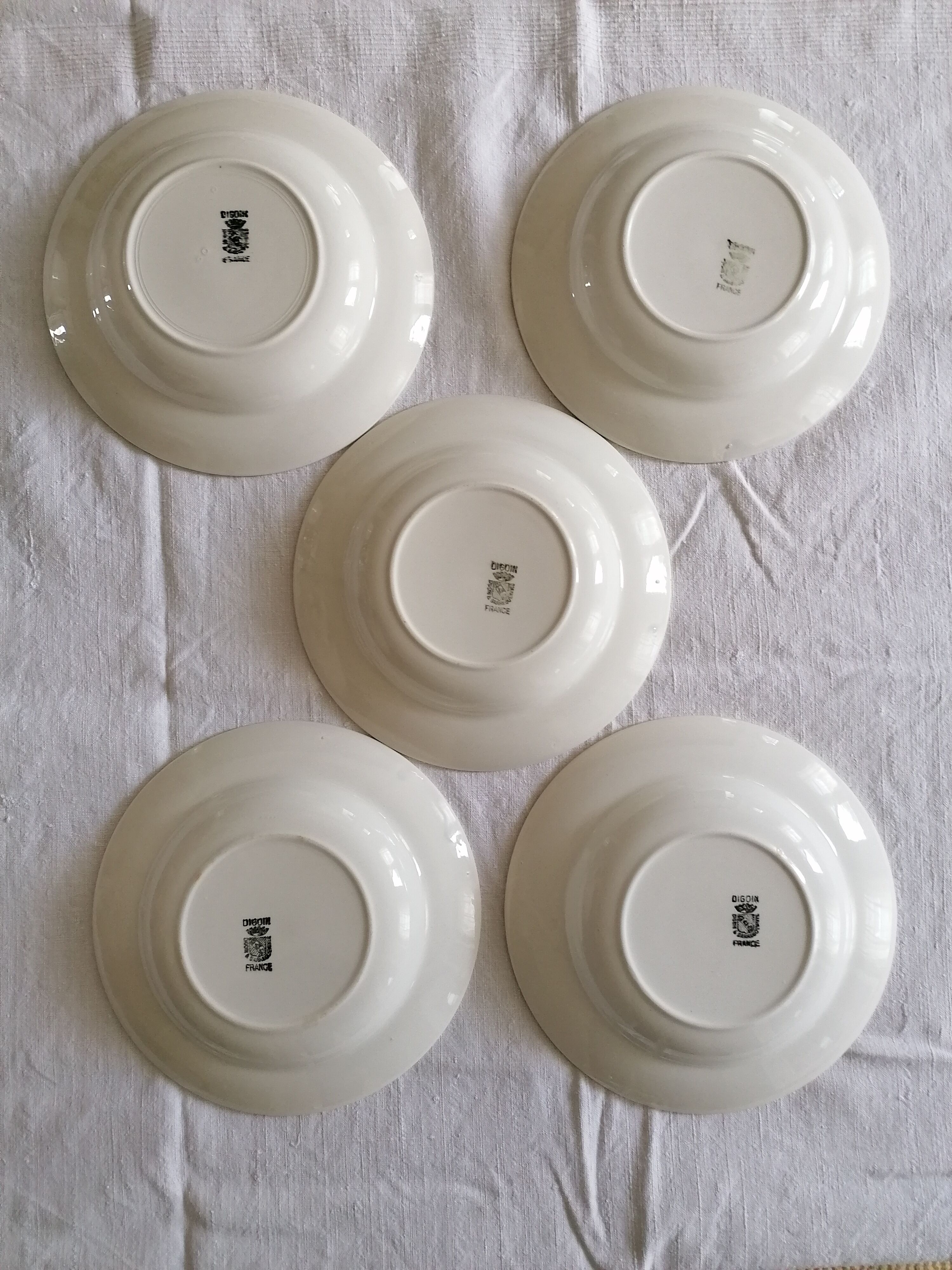 Lot de 5 assiettes creuses Digoin Sarreguemines