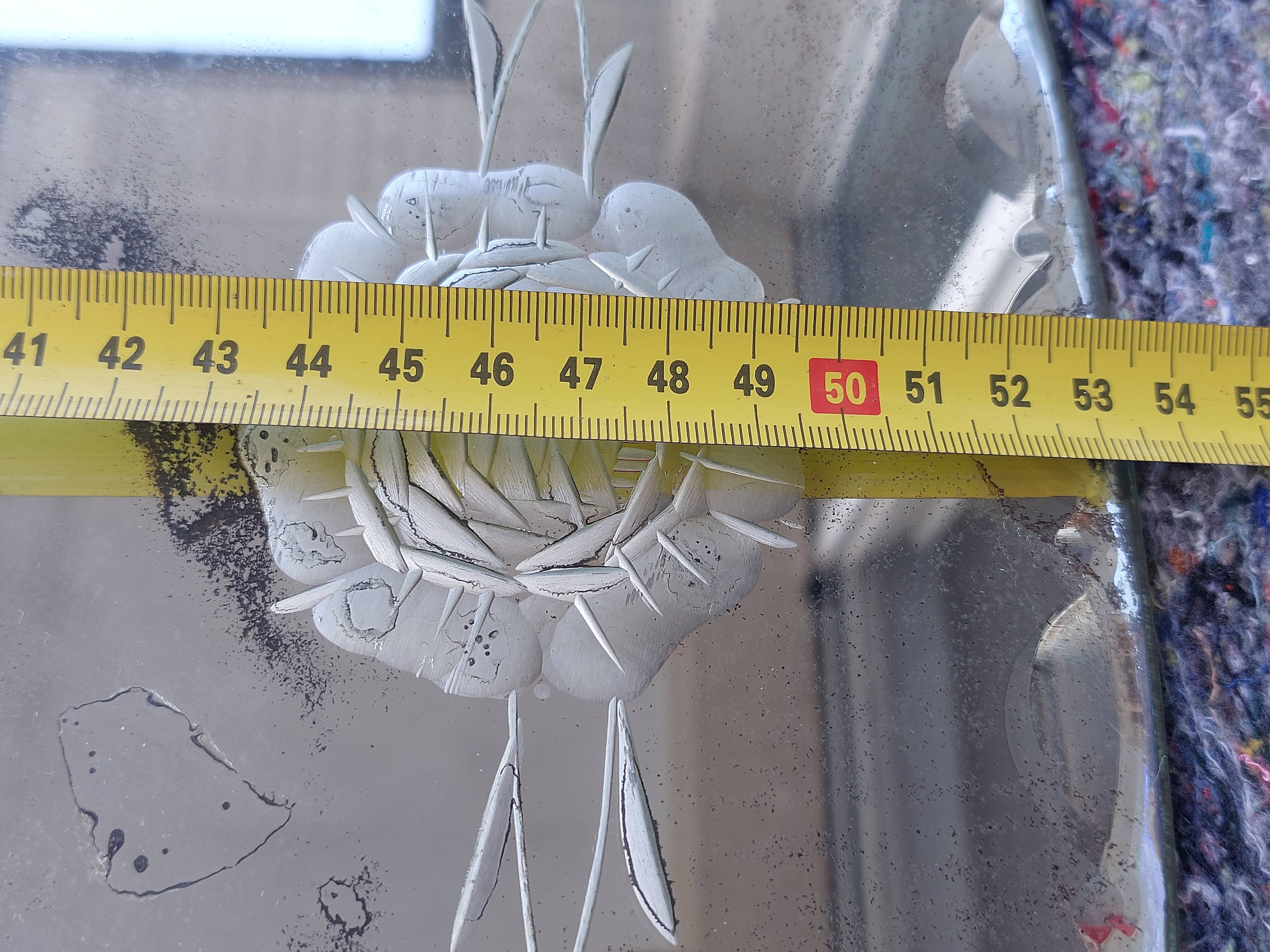 Antique engraved bevelled mirror - Art Deco