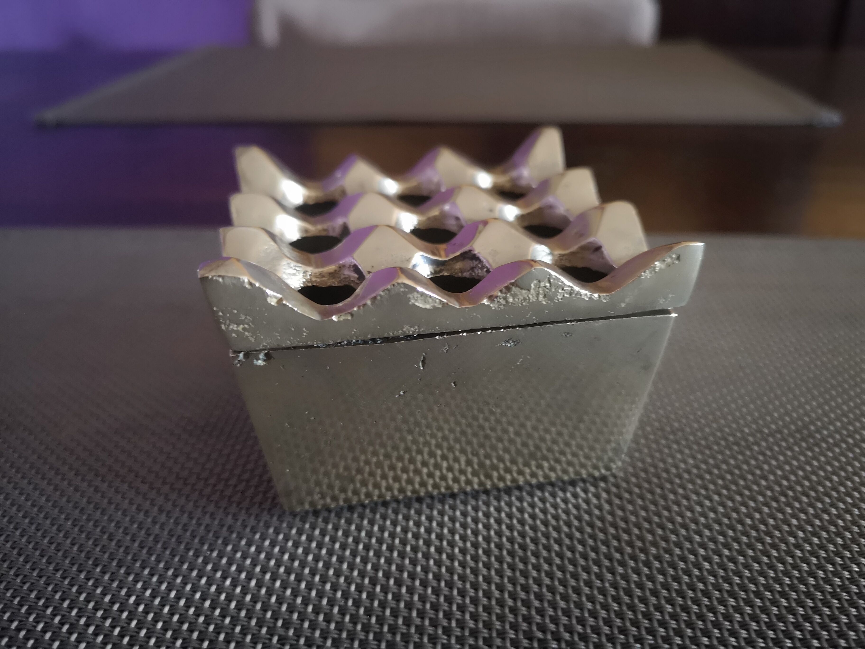 Scandinavian 9-hole brass ashtray 1970/1980