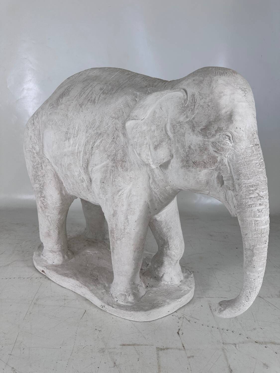 Large plaster elephant sculpture