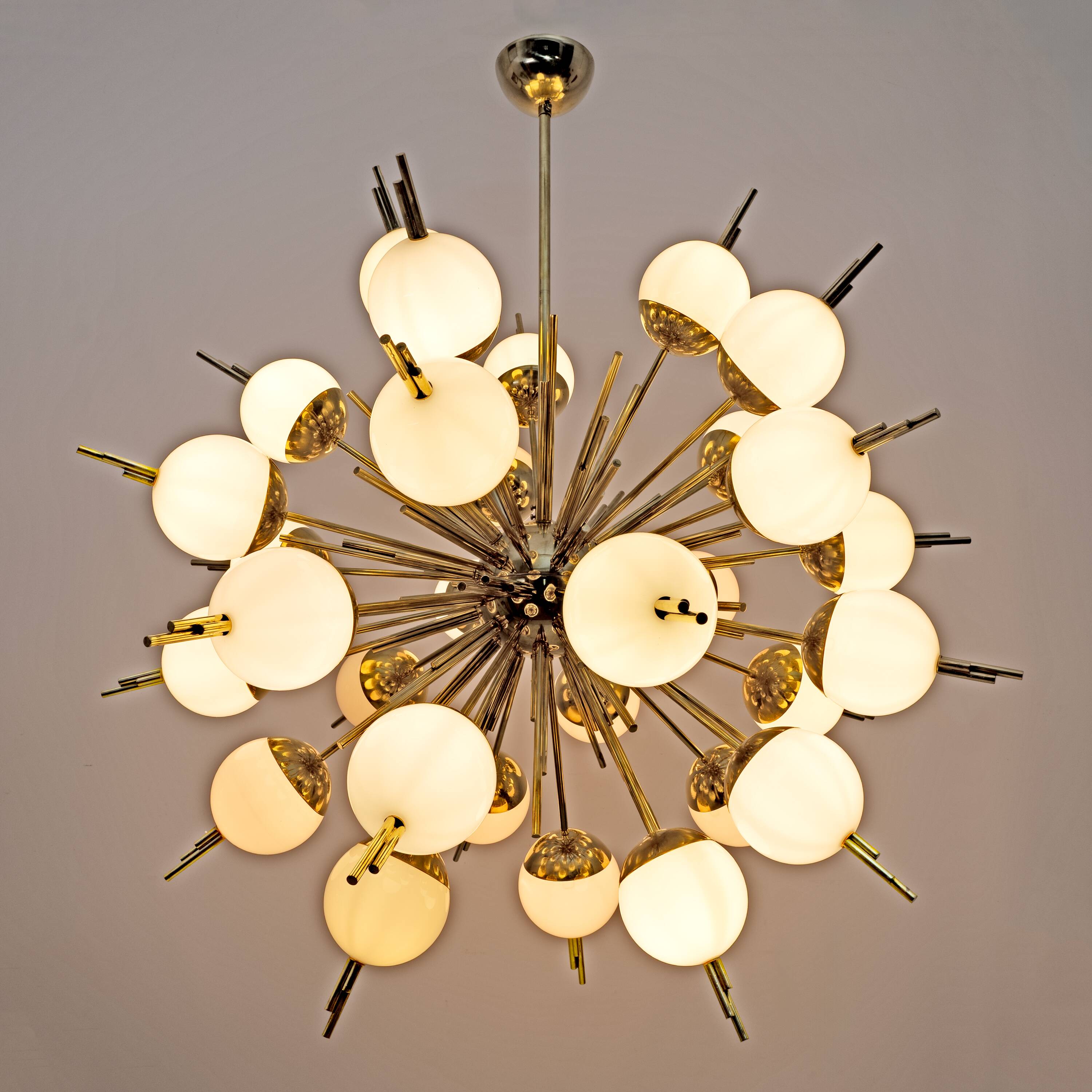 Large Sputnik Murano Glass and Brass Chandelier