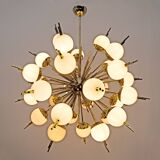 Large Sputnik Murano Glass and Brass Chandelier