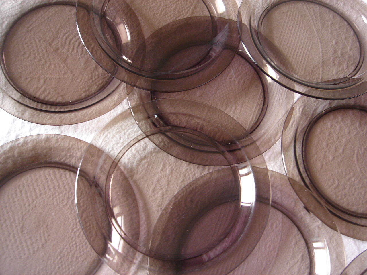Lot 12 plates Vereco Glass soaked brown vintage brown