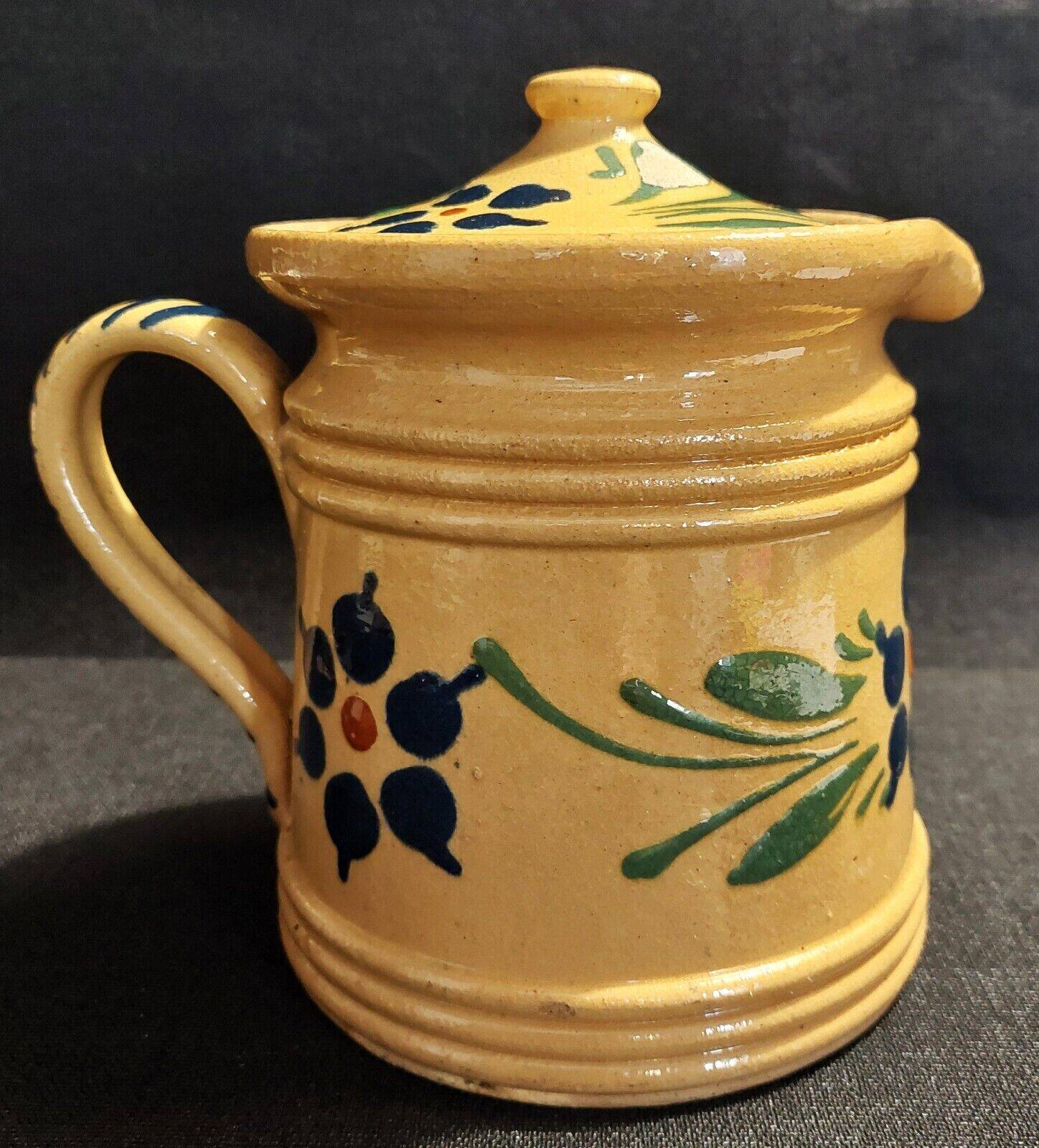 Covered pitcher glazed terracotta Alsace Soufflenheim early 20th century