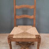 Series of 4 chairs "sheep's bones" with straw seats