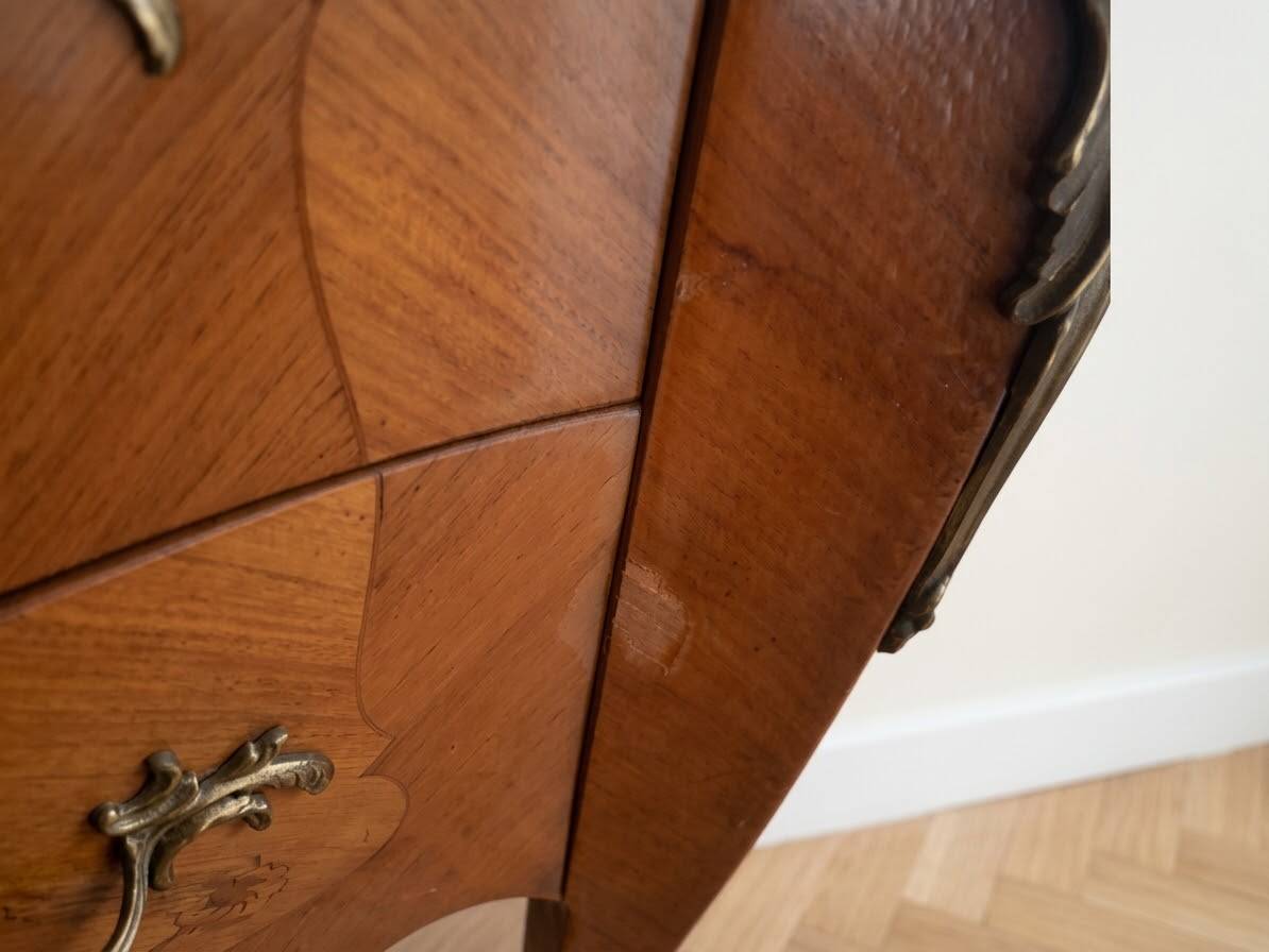 Louis XV commode inlaid with wood and marble