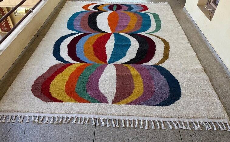 Beni Ourain Rug, Moroccan Abstract Wool Carpet 150/250cm