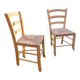 Paire de chaises bois et paille