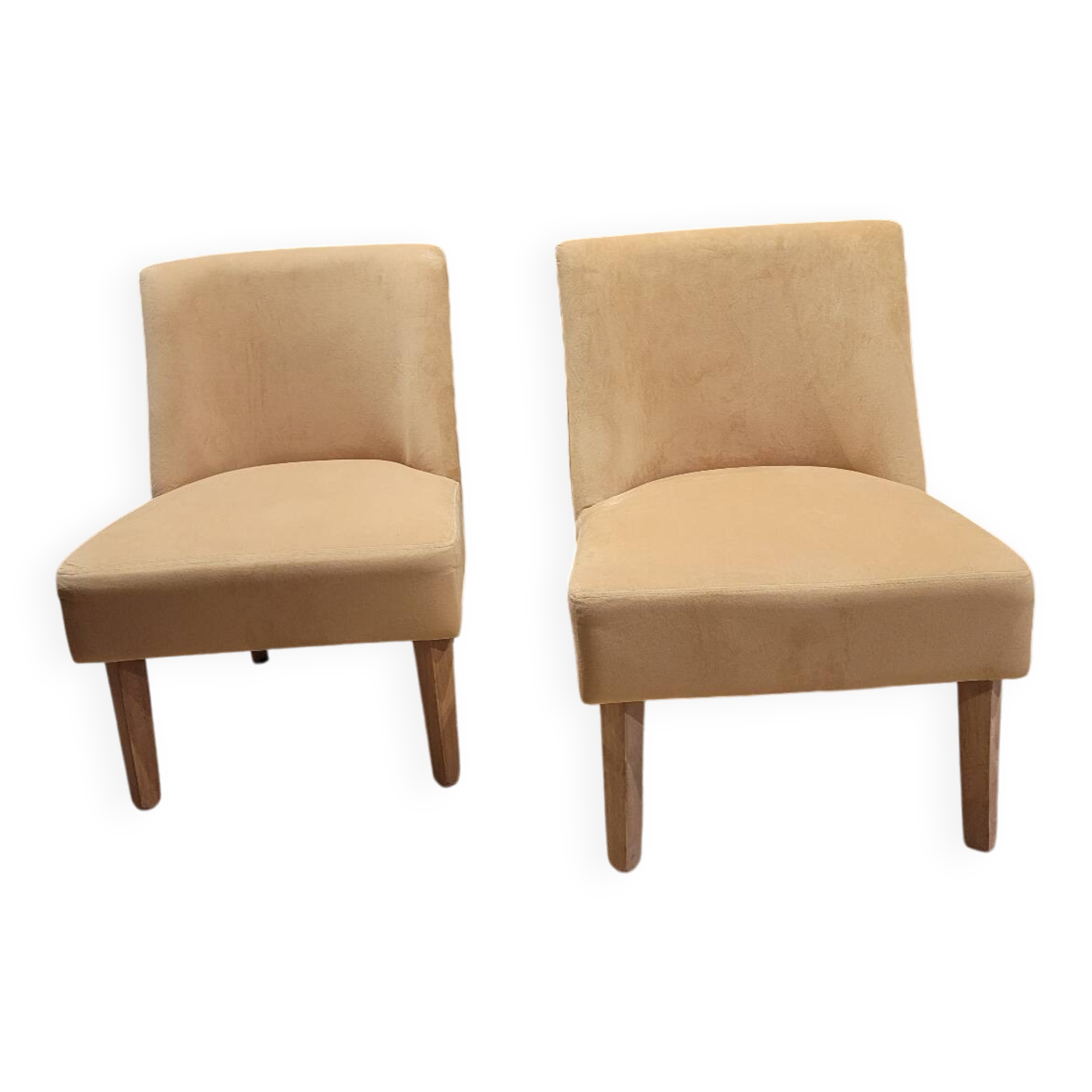 Paire de petits fauteuils d'appoint jaunes