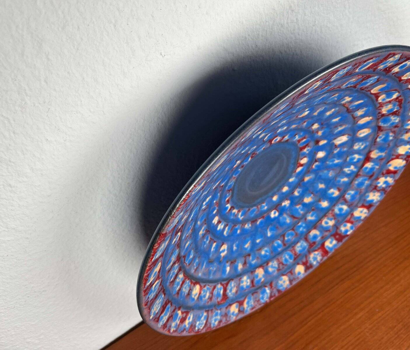 Large Mid-Century Modern German Studio Pottery Decorative Wall Plate by Eva Fritz-Lindner for Karlsruher Majolika, 1960s