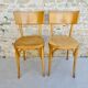 Pair of Baumann bistro chairs in light wood