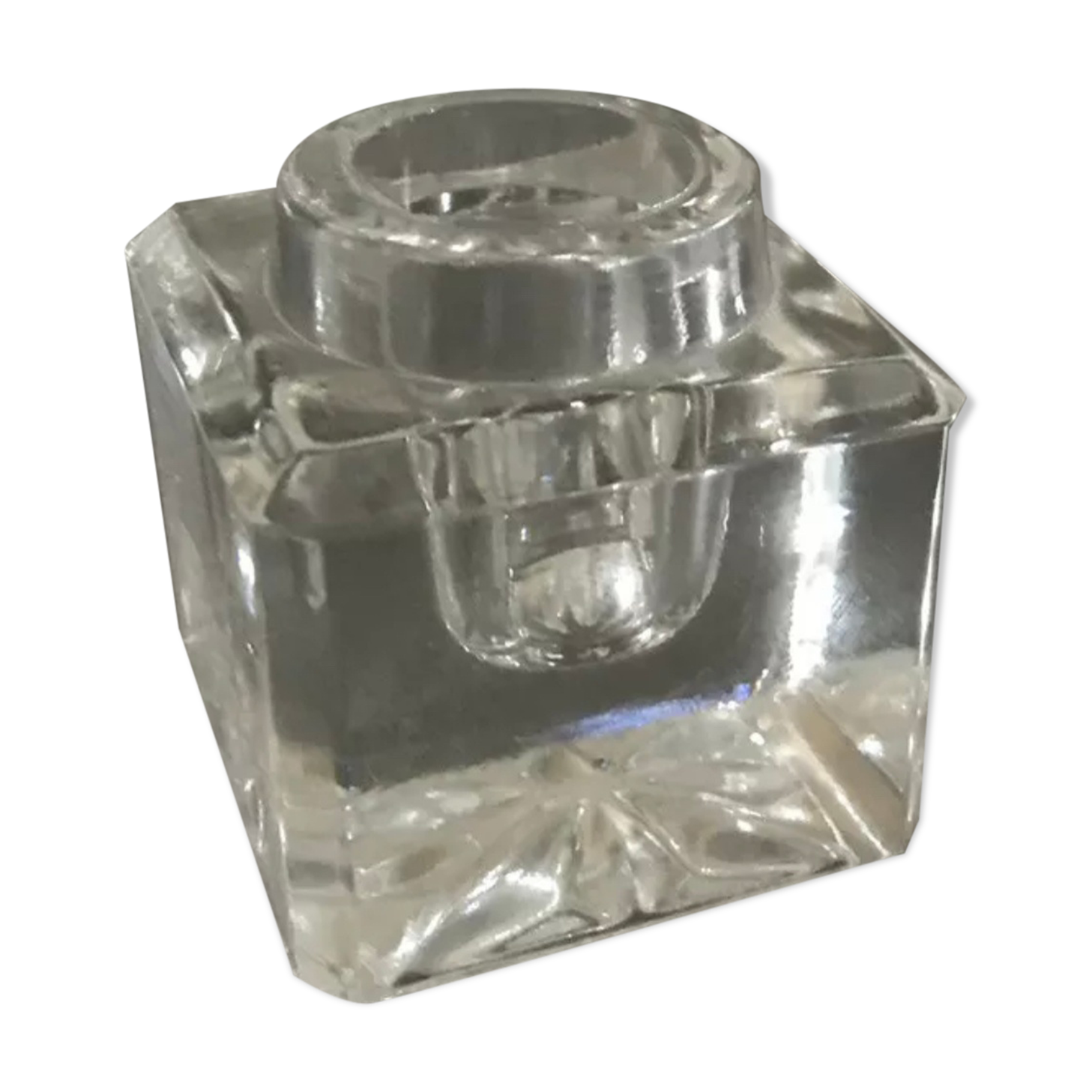 Candle holder holder -candle table vintage glass square shape