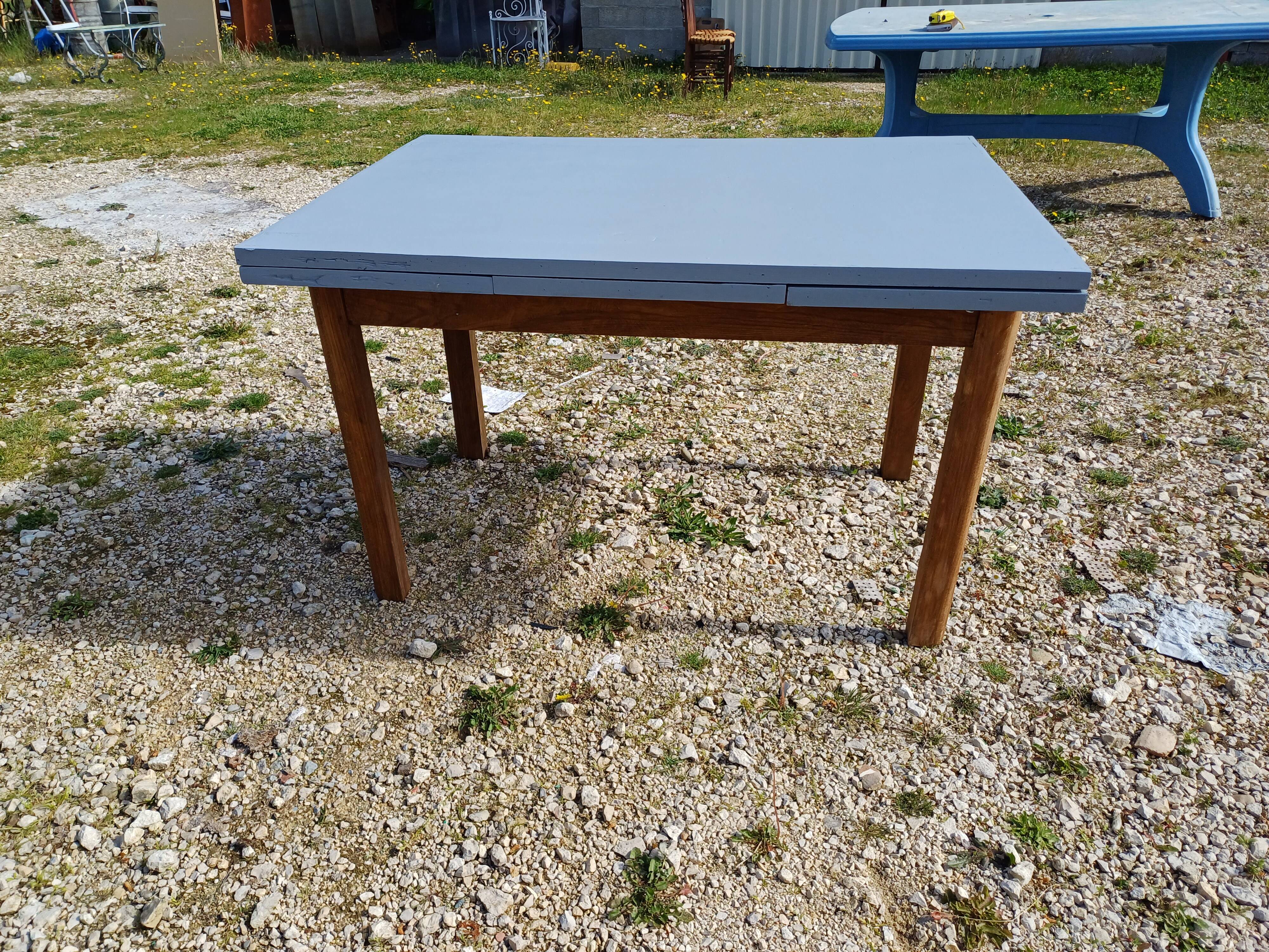 1950s Wooden Table with Extensions