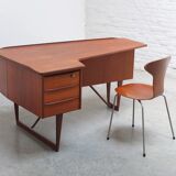 Freestanding 'Boomerang' desk in teak by Peter Løvig Nielsen, 1968