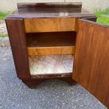 Art Deco bedside table in glossy dark oak