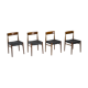Mid-Century Palisander Dining Chair with Lether, 1950s, Set of 4