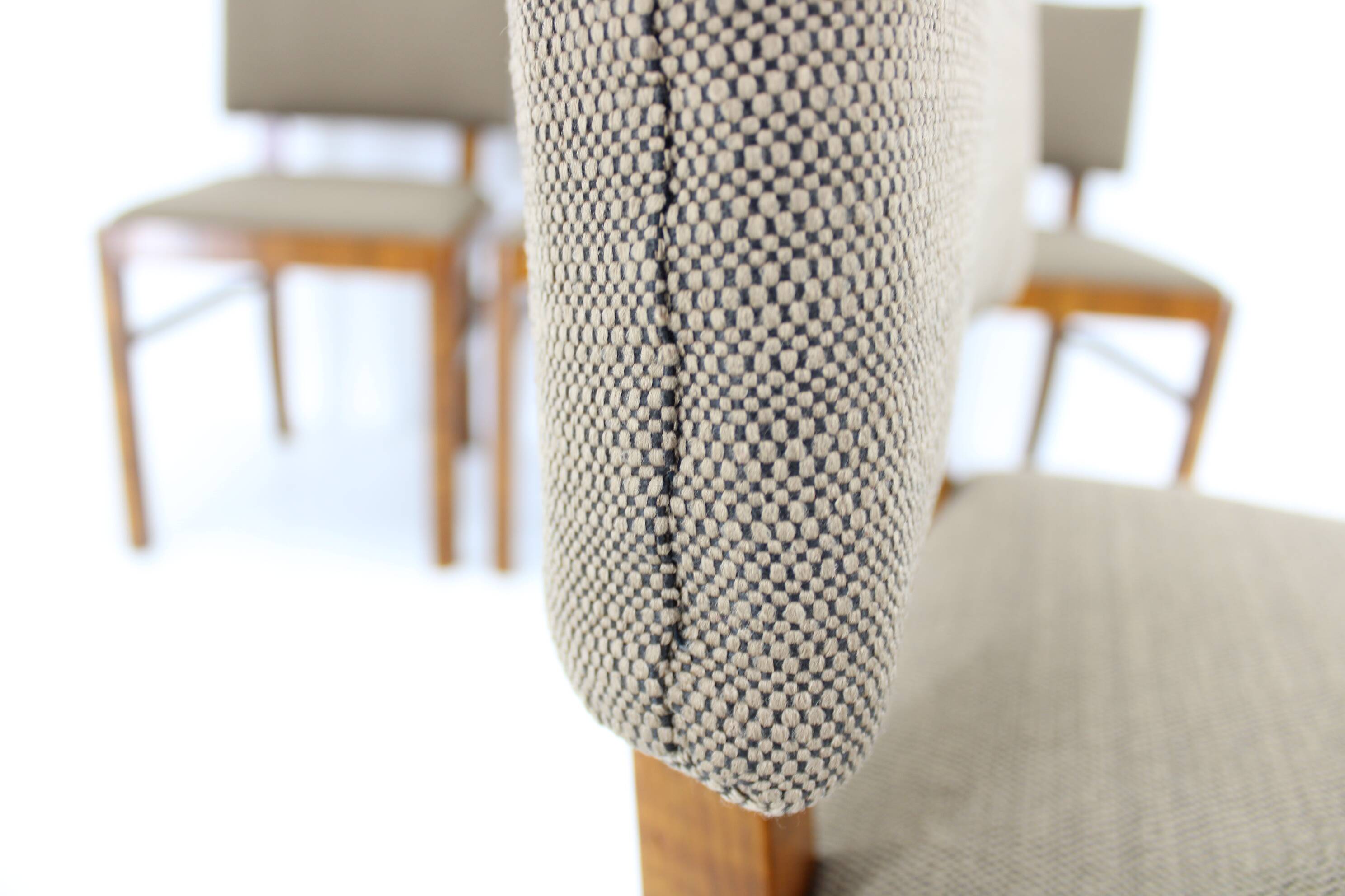 1930s Set of Four Restored Art Deco Dininng Chairs, Czechoslovakia