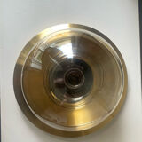 Vintage  Midcentury wall ceiling light in  Brass amber colored glass
