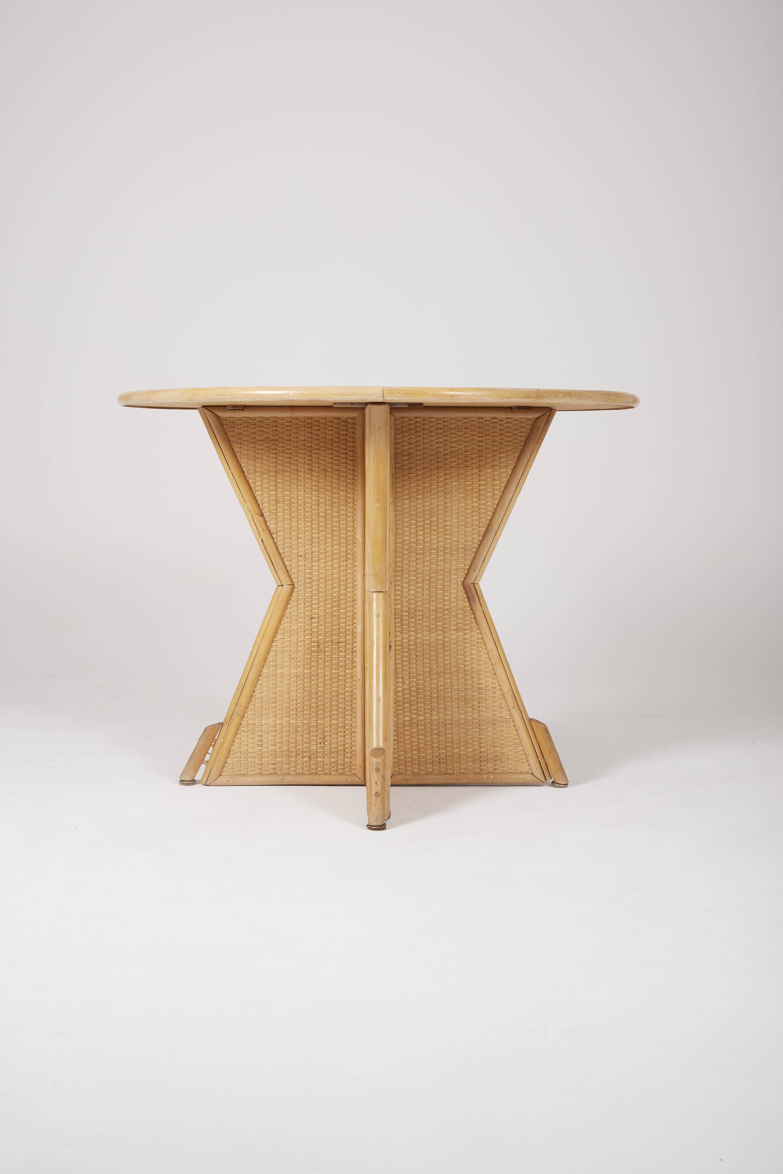 Rattan and wood dining table