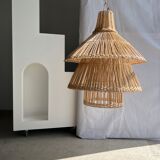 Rattan pendant lamp or light in the shape of an Asian lantern