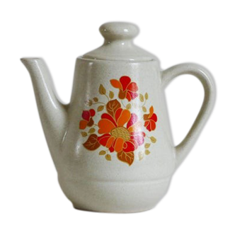 Vintage sandstone tea with orange flower motif made in France in the 1960s